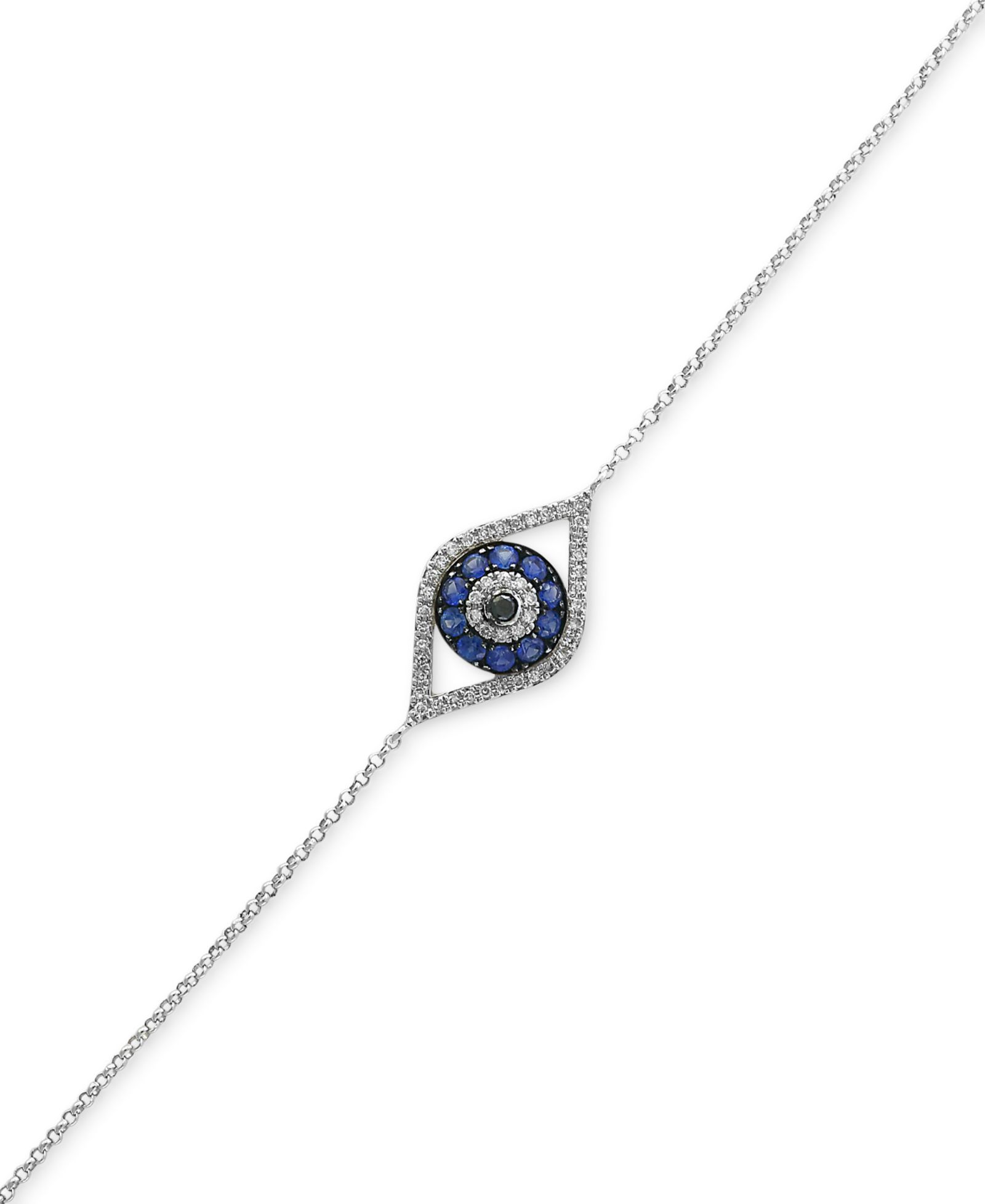 Браслет EFFY® Evil Eye с сапфиром (1/4 ct. t.w.) и бриллиантом (1/6 ct. t.w.) из белого золота 14k (также доступно в желтом золоте 14k)