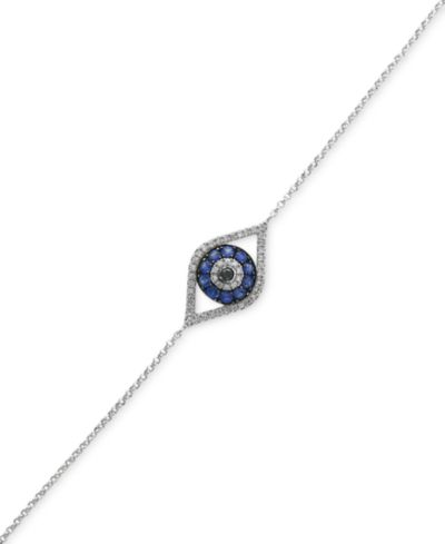 Браслет EFFY® Evil Eye с сапфиром (1/4 ct. t.w.) и бриллиантом (1/6 ct. t.w.) из белого золота 14k (также доступно в желтом золоте 14k)