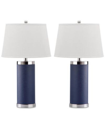 Safavieh Set of 2 Leather Column Table Lamps