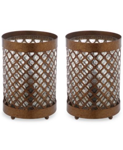 Safavieh Set of 2 Borden Hurricane Bronze-Finish Table Lamps
