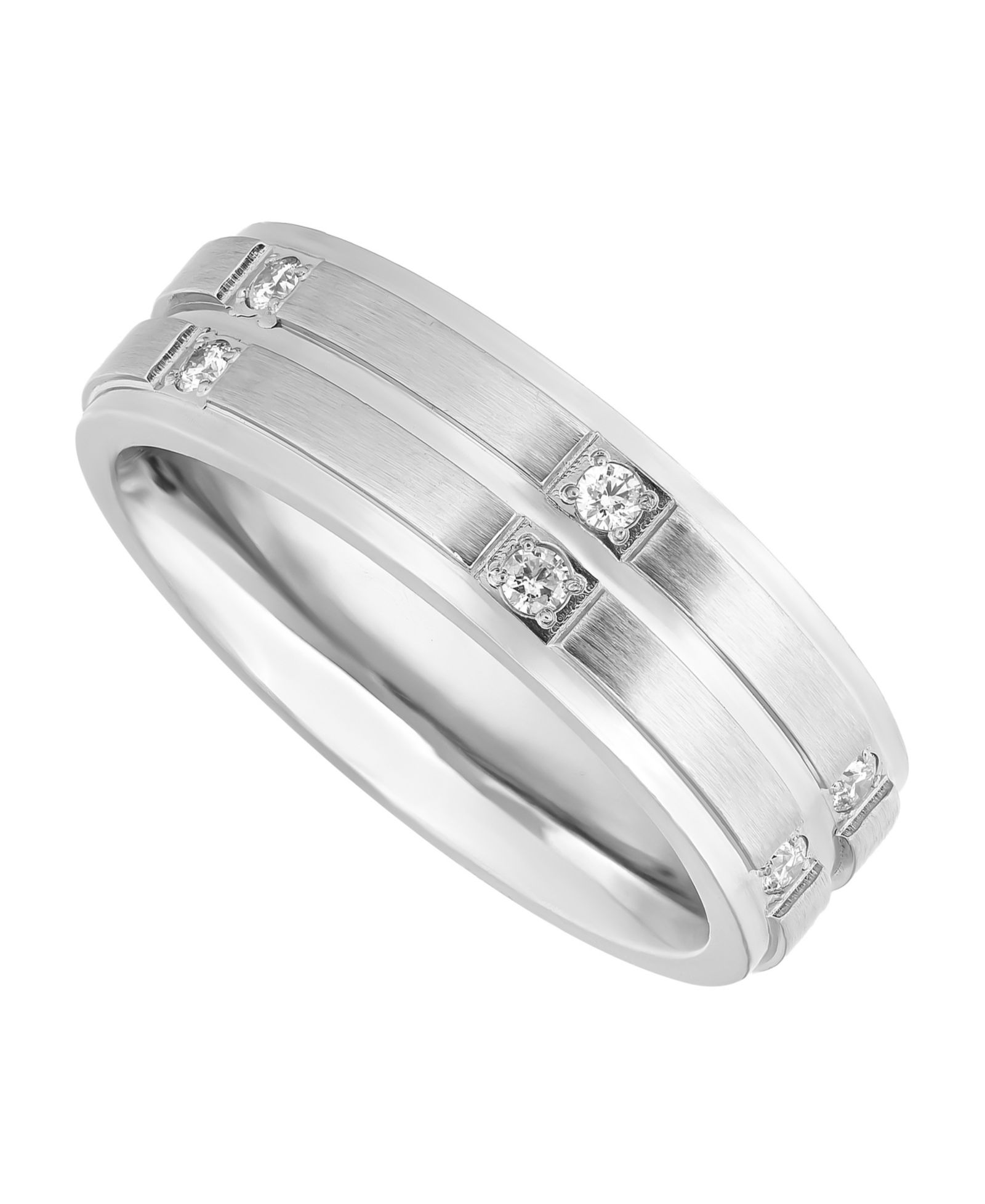 Triton Men's Diamond Wedding Band Ring in Stainless Steel (1/6 ct. t.w.)