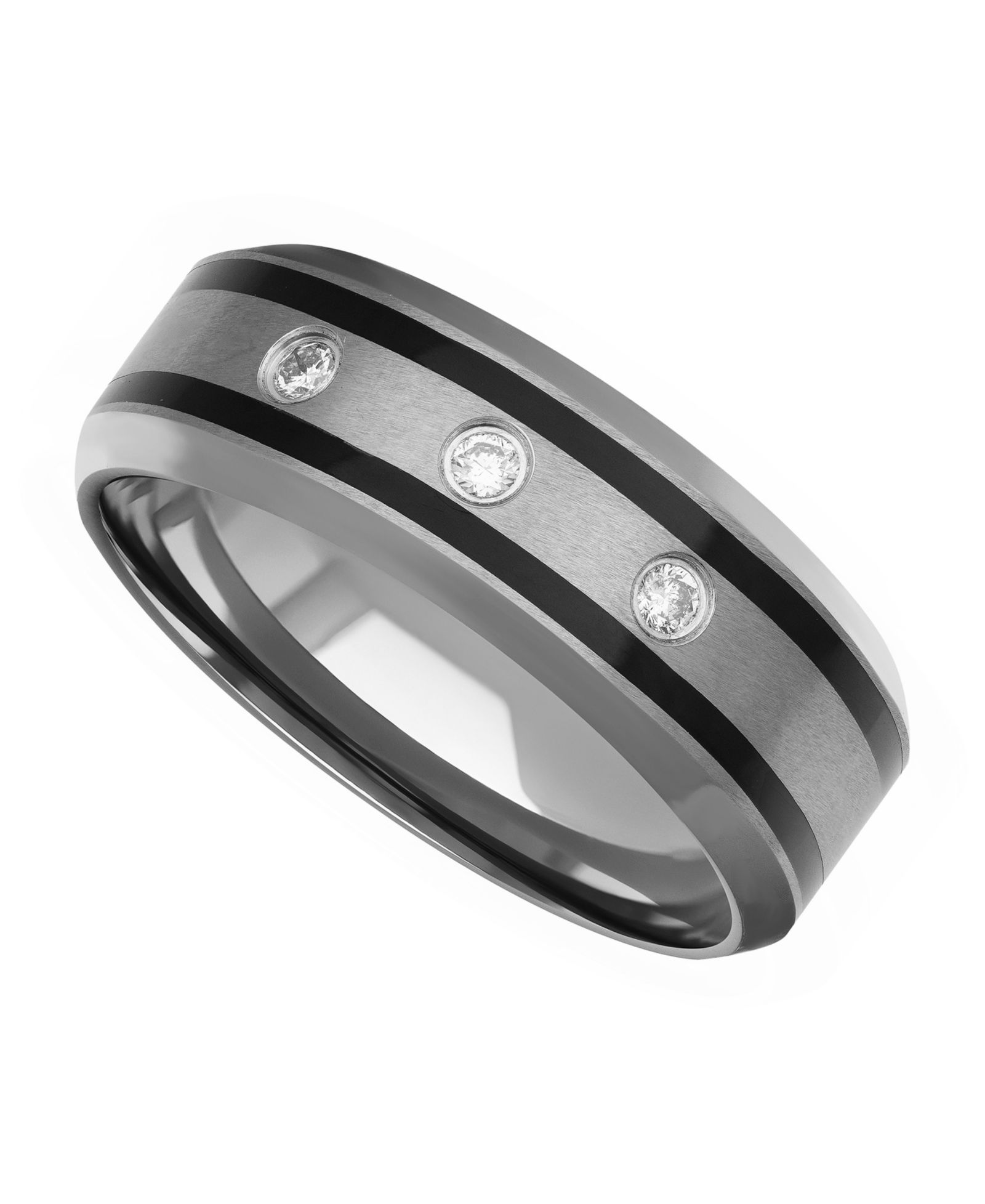 Triton Tungsten Ring, Diamond Wedding Band (1/10 ct. t.w.)