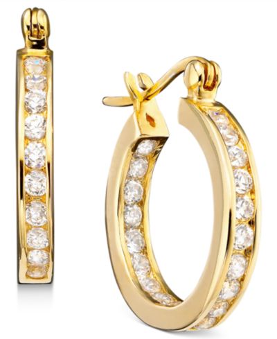 Giani Bernini Small Cubic Zirconia Inside Out Hoop Earrings in Sterling Silver, 0.75", Created for Macy's