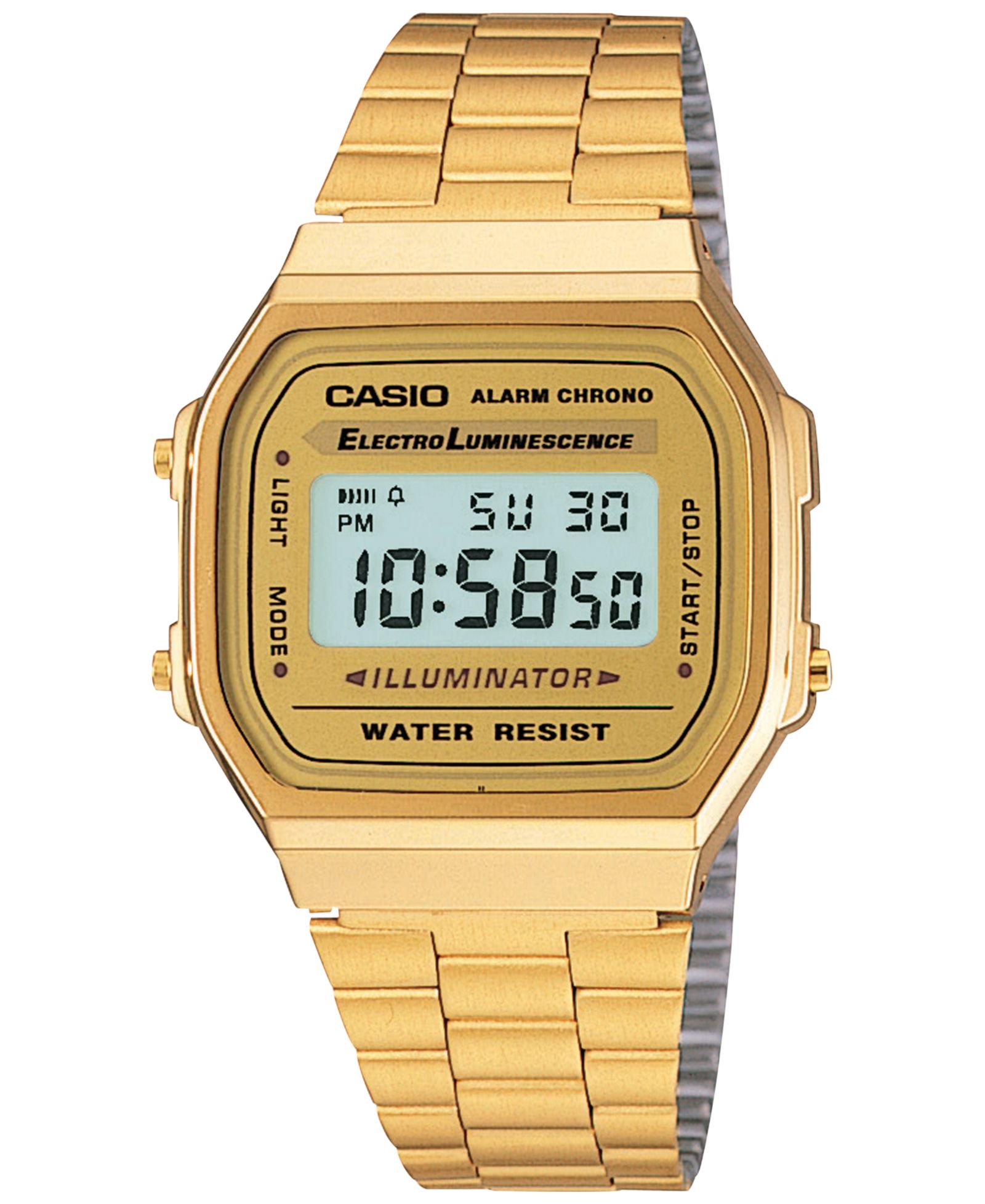 Casio Men's Digital Vintage Gold-Tone Stainless Steel Bracelet Watch 39x39mm A168WG-9MV