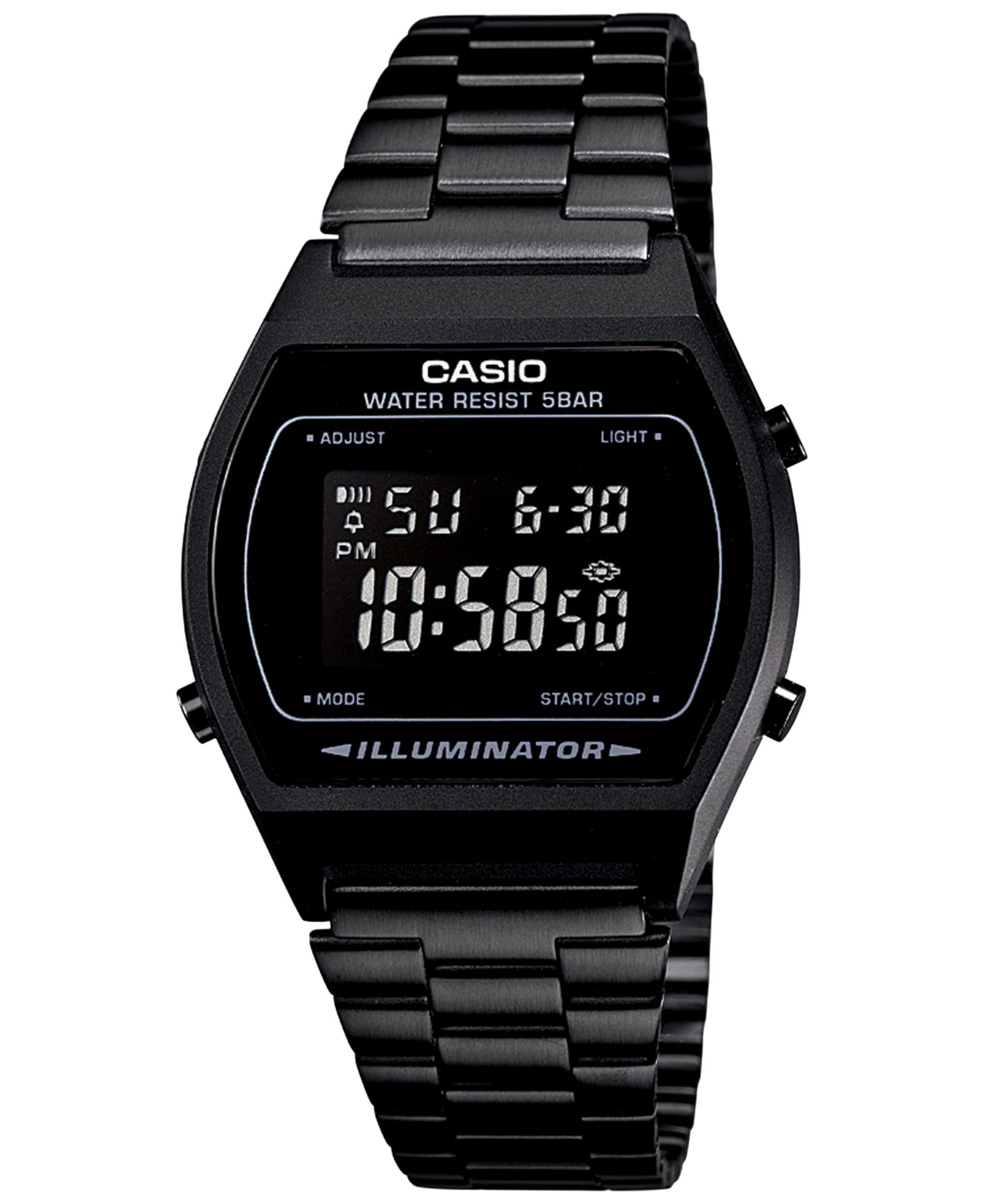 Мужские часы Casio Digital Vintage Black Stainless Steel B640WB-1BMV, 39x39mm