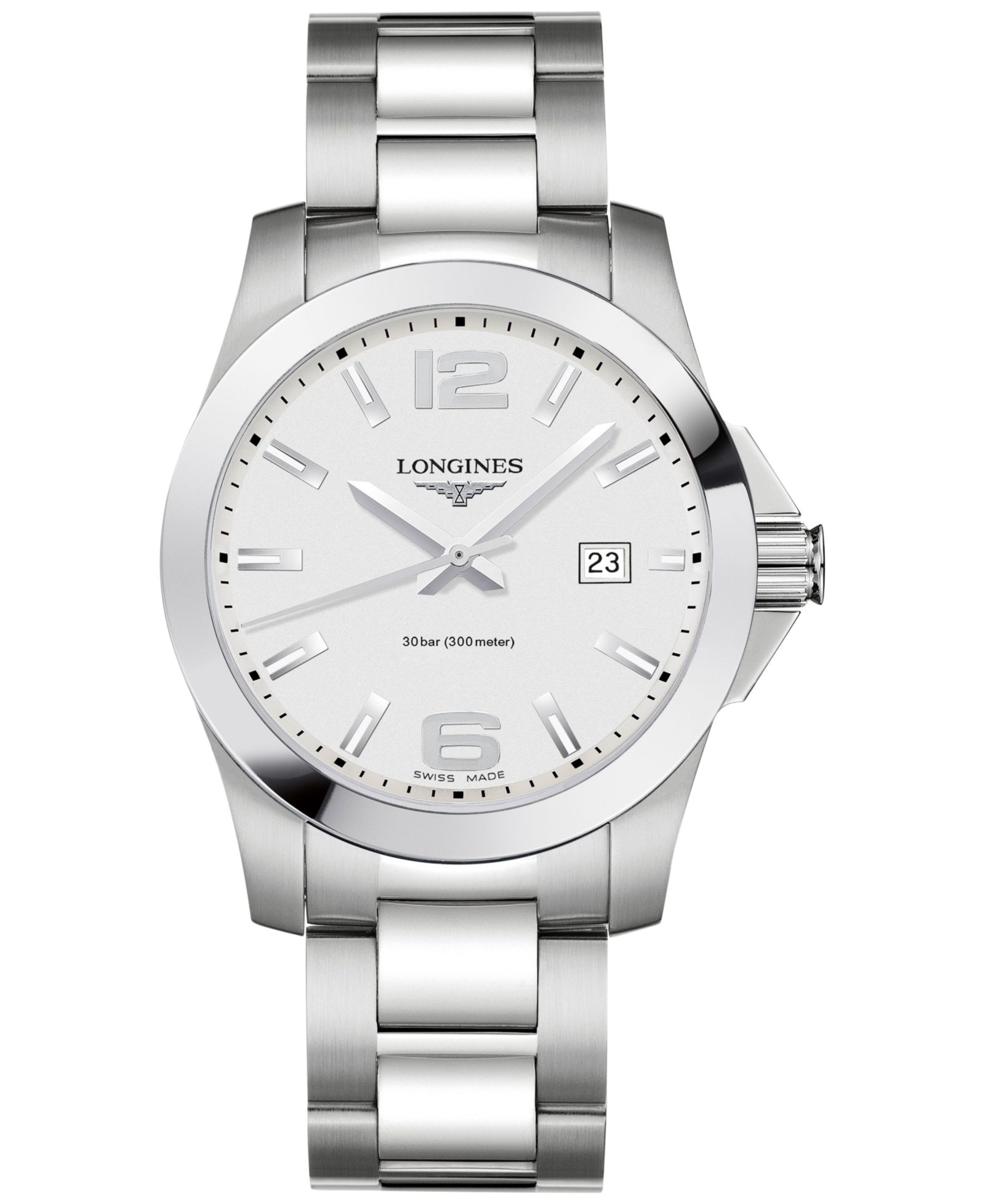 Мужские Longines Swiss Conquest Stainless Steel Bracelet Watch 41mm