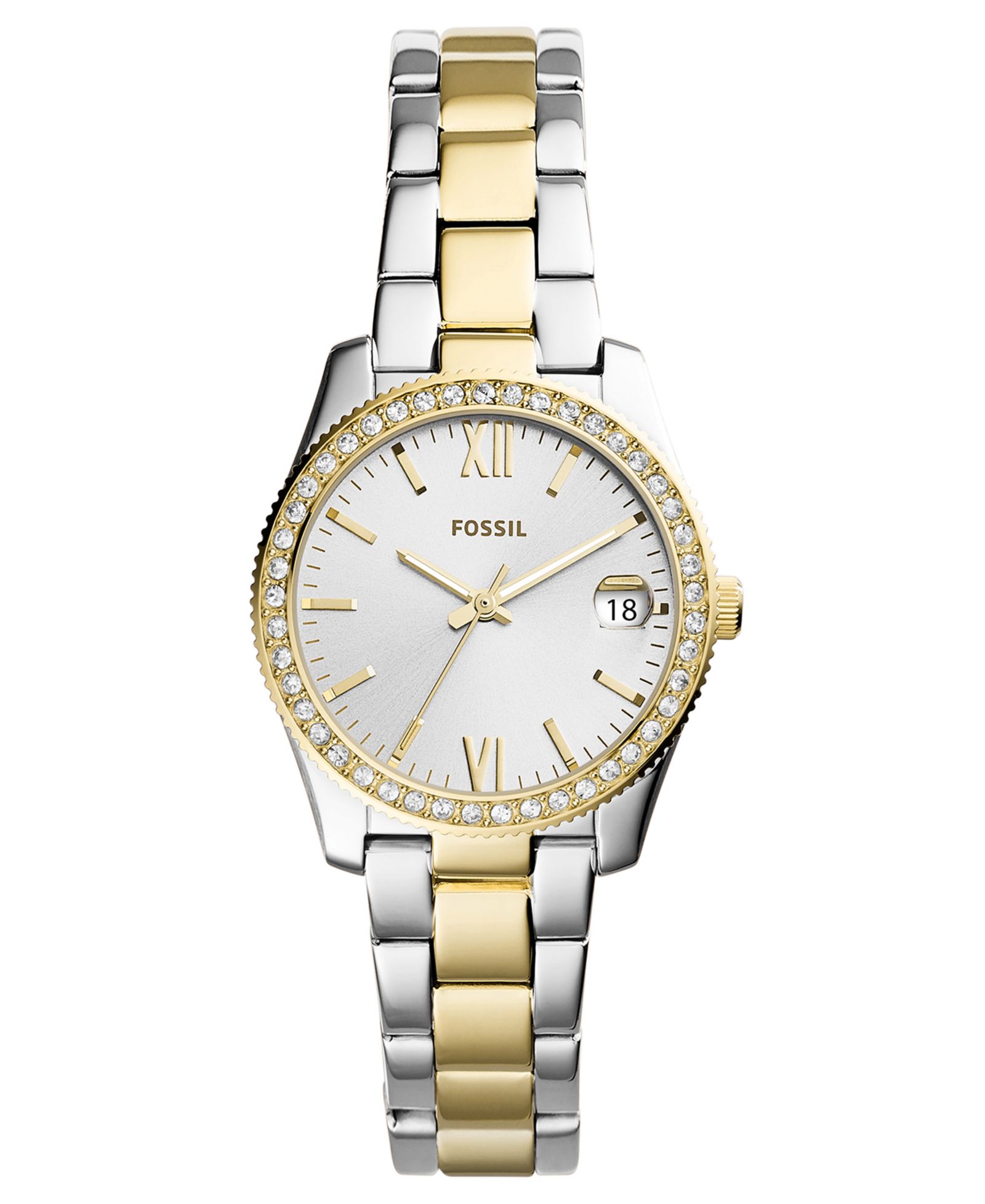 Женские наручные часы Fossil Scarlette, двухцветная нержавеющая сталь, 32mm