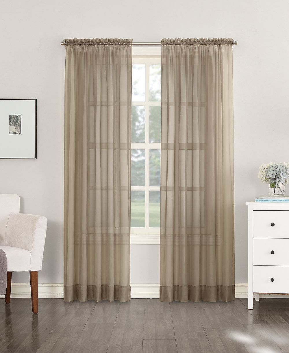 Sheer Voile Rod Pocket Curtain Panel