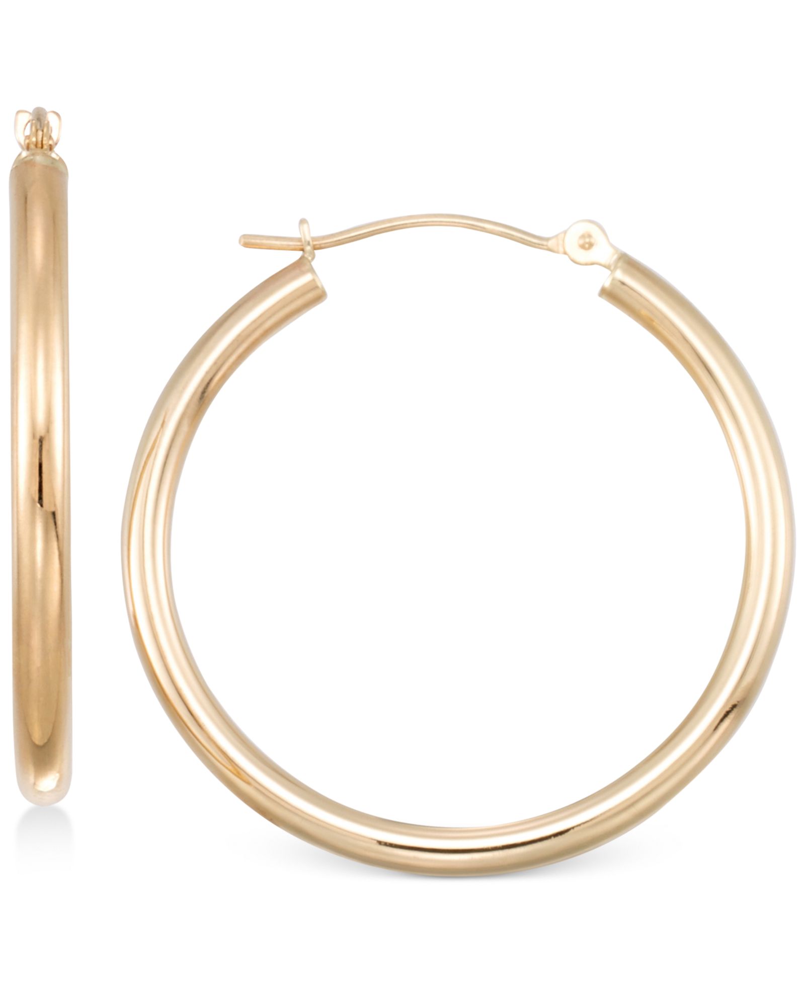 Серьги-кольца из полированной трубки, 10k Gold, White Gold или Rose Gold