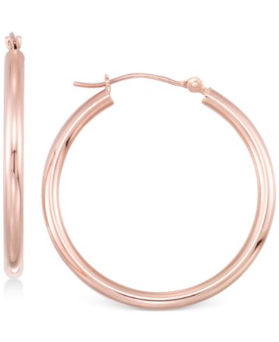 Серьги-кольца из полированной трубки, 10k Gold, White Gold или Rose Gold