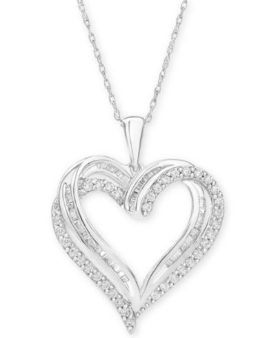 Diamond Heart Pendant 18" Necklace (1/2 ct. t.w.) in 10k White, Yellow or Rose Gold.