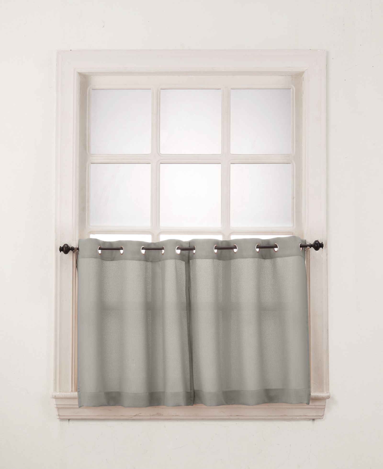 Montego Casual Textured Semi-Sheer Grommet Kitchen Curtain Tier Pair