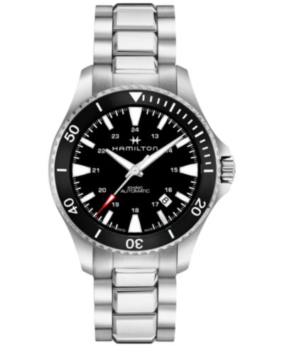 Мужские часы Hamilton Swiss Automatic Khaki Navy, стальной браслет, 40mm