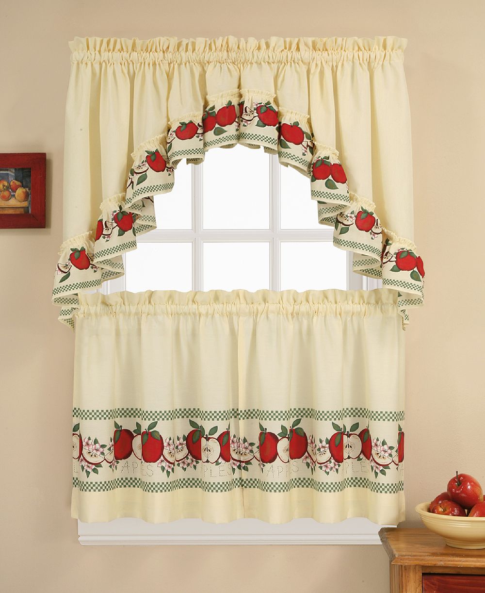 CHF Red Delicious 36" Window Tier & Swag Valance Set