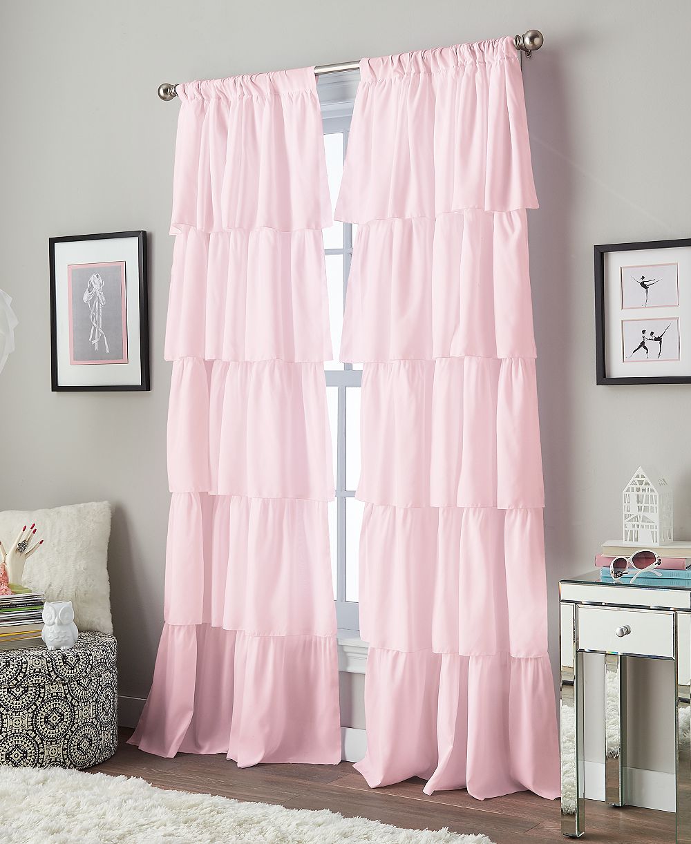 Curtainworks Ruffled Rod Pocket Single Curtain Panel, 42" x 84"