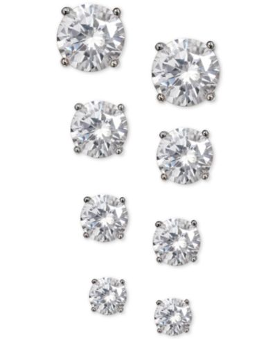 Giani Bernini Серьги-гвоздики Cubic Zirconia из стерлингового серебра, 4 шт.