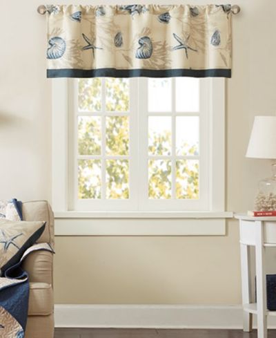 Madison Park Cotton Seashell Printed Valance, 18-inch valances for windows, Rod Pocket Top Fits Up To 1.25" Diamter Rod, Width 50 Length 18 Inches