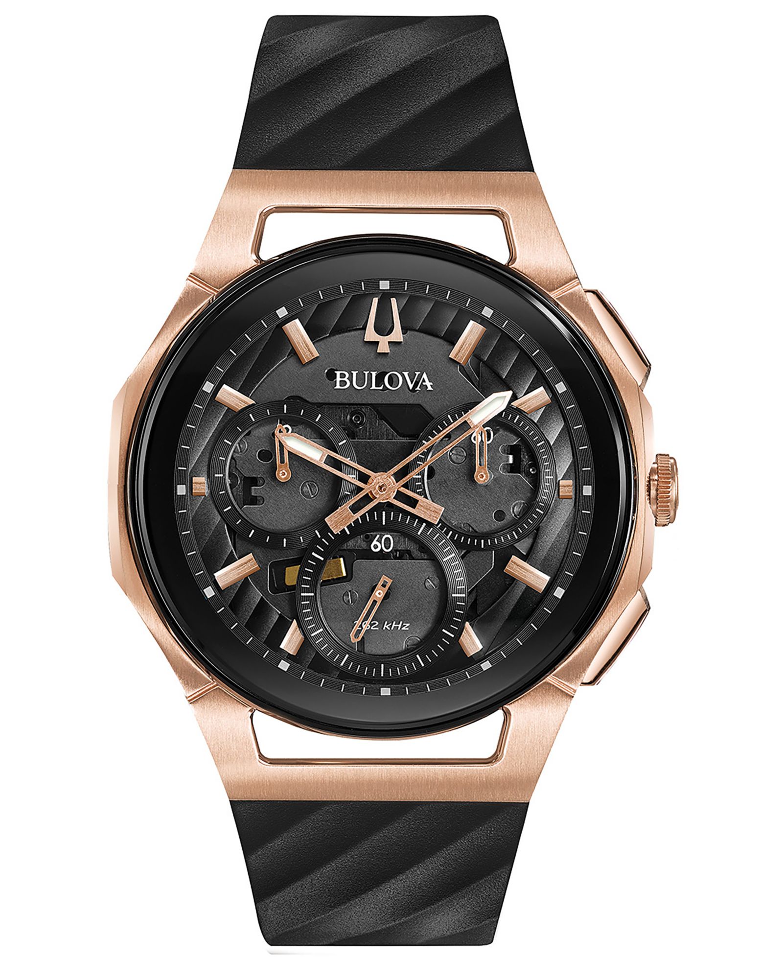 Мужские часы Bulova Chronograph Curv Black Rubber Strap 44mm