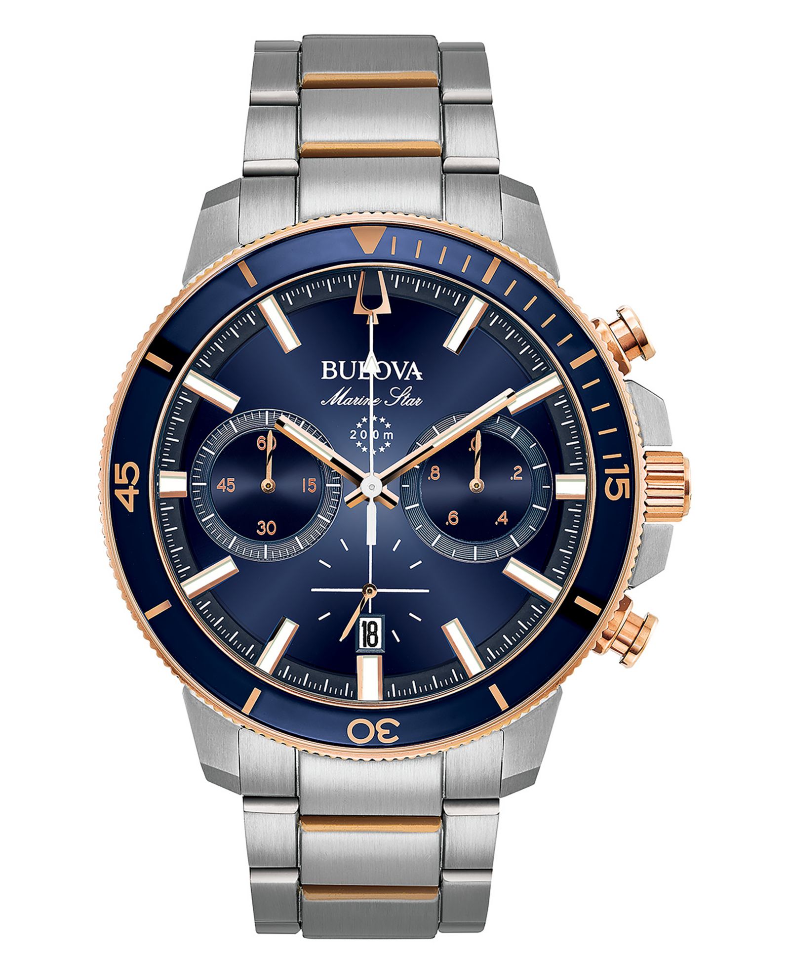 Bulova Men's Chronograph Marine Star Two-Tone Stainless Steel Bracelet Watch 45mm