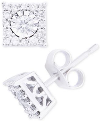 Macy's Серьги-гвоздики с кластером бриллиантов, 14k White Gold, Yellow Gold и Rose Gold