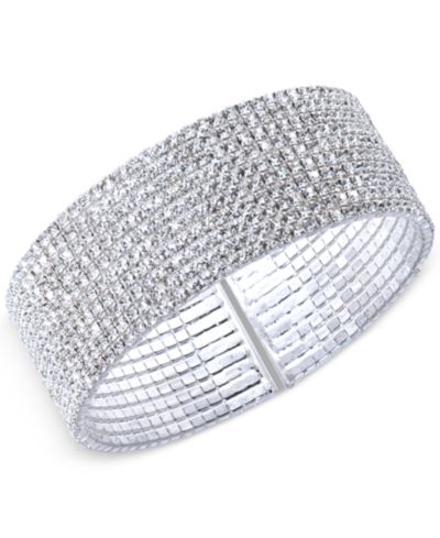 Серебряный браслет Anne Klein Silver-Tone Crystal Cuff