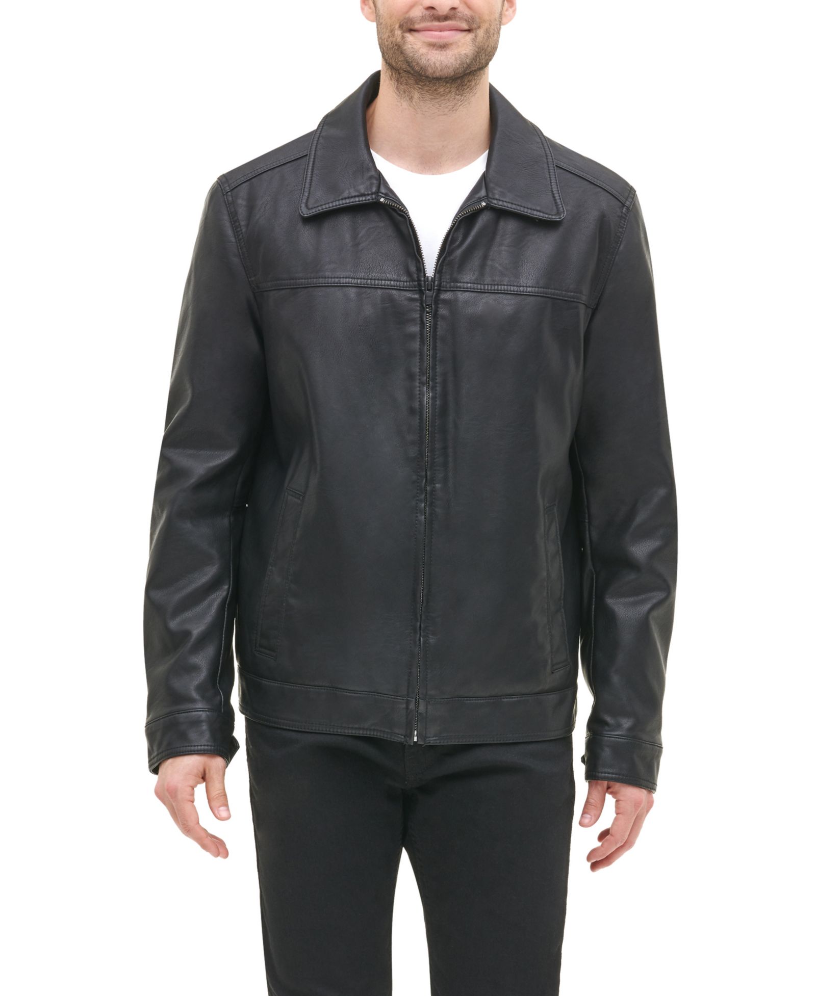 Tommy Hilfiger Мужская куртка из искусственной кожи Laydown Collar
