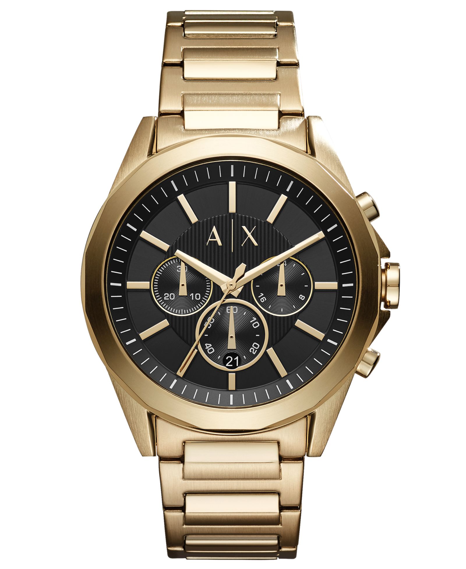 Мужские часы A|X Armani Exchange Chronograph с золотистым браслетом из нержавеющей стали 44mm