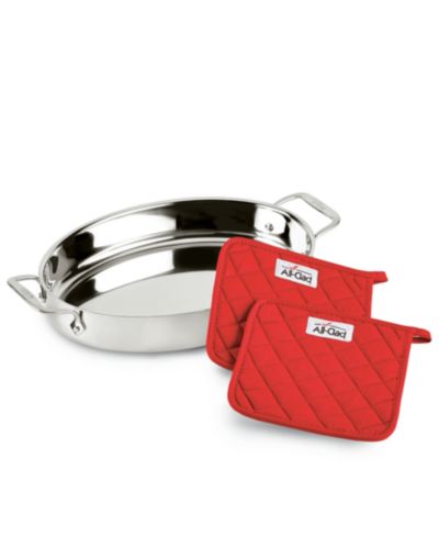 Набор All-Clad Stainless Steel 15" Oval Baker & Pot Holder