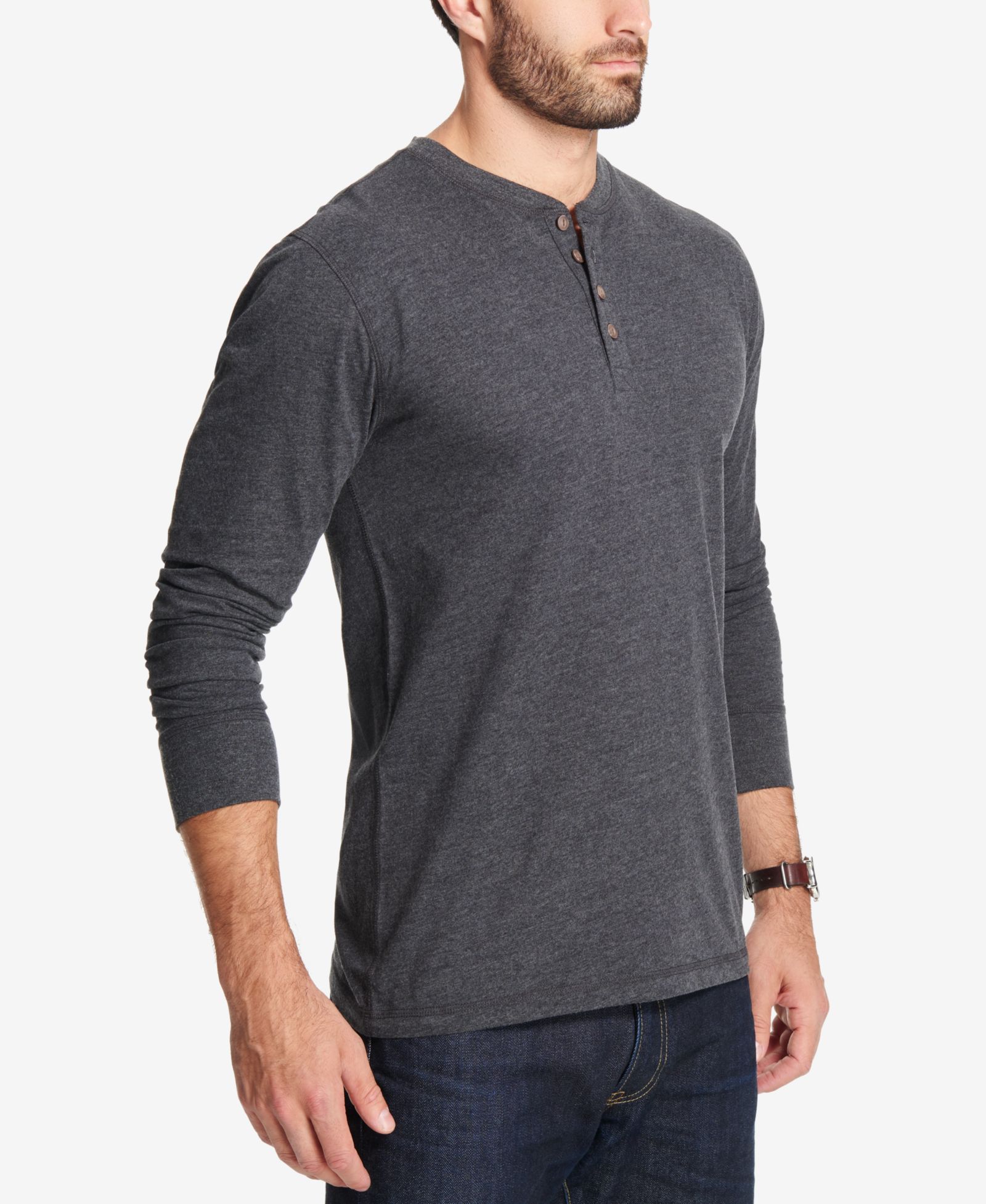 Weatherproof Vintage Men's Long Sleeve Brushed Jersey Henley T-shirt