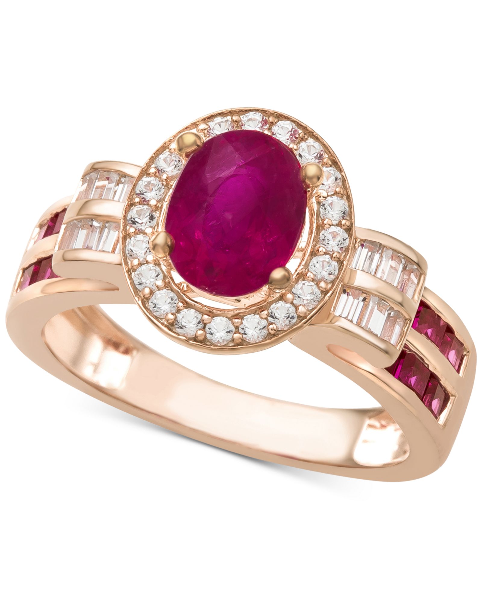 Sapphire (1-1/2 ct. t.w.) & Diamond (3/8 ct. t.w.) Ring in 14k White Gold (Also Available in Ruby & Emerald)