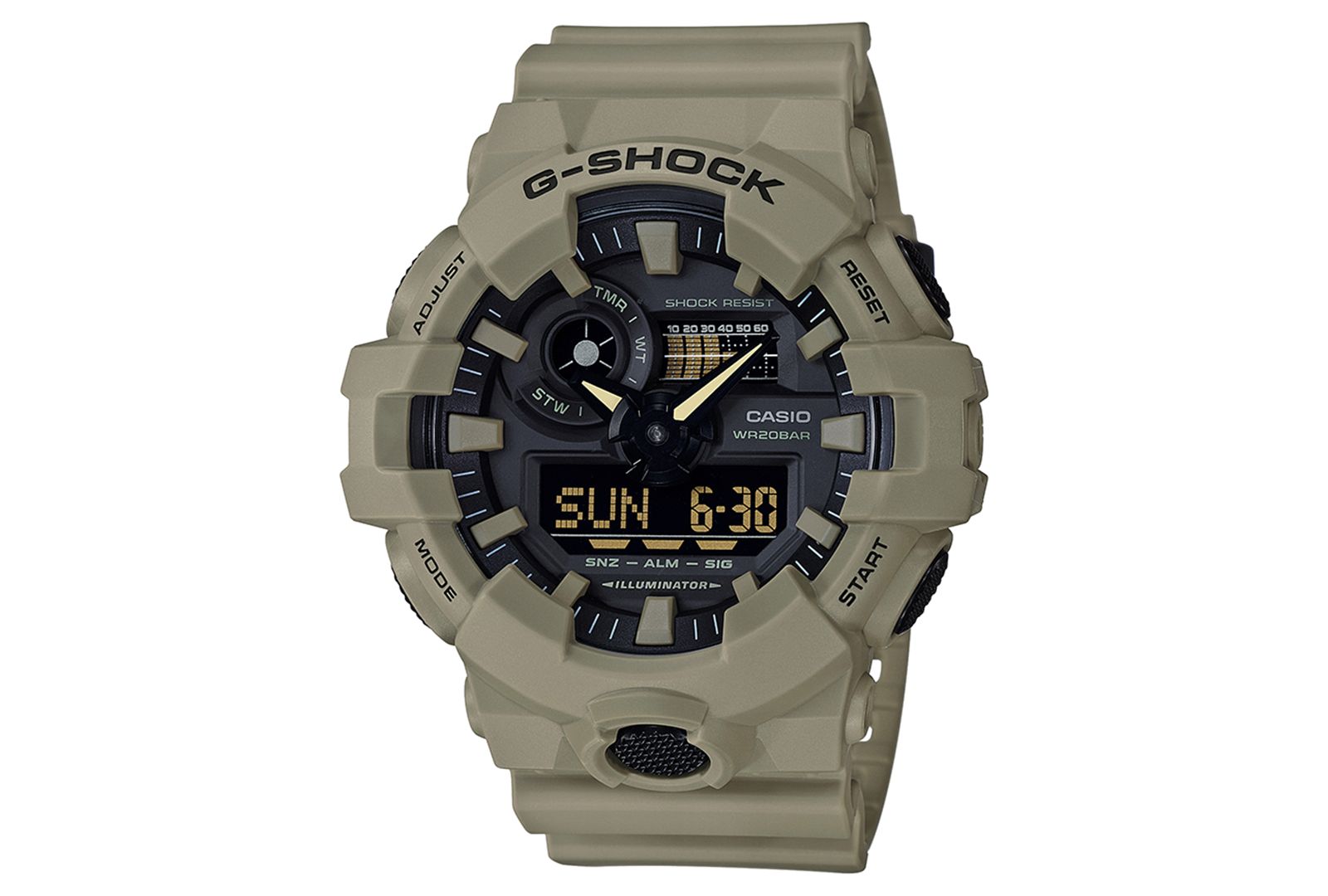 Часы G-Shock Men's Analog-Digital Beige Resin Strap 53mm
