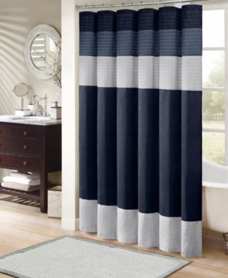 Madison Park Amherst Faux Silk Pieced Pintuck Design Shower Curtain, 72" x 72"