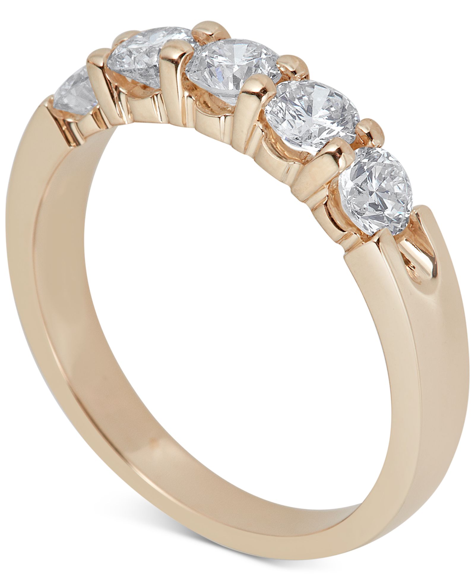 Кольцо с пятью бриллиантами (1 ct. t.w.) в белом или желтом золоте 14k