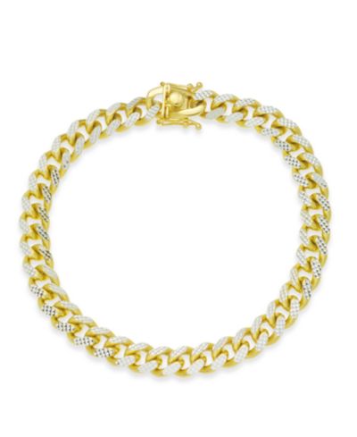 Браслет мужской двухцветный Cuban Link из позолоченного стерлингового серебра и стерлингового серебра
