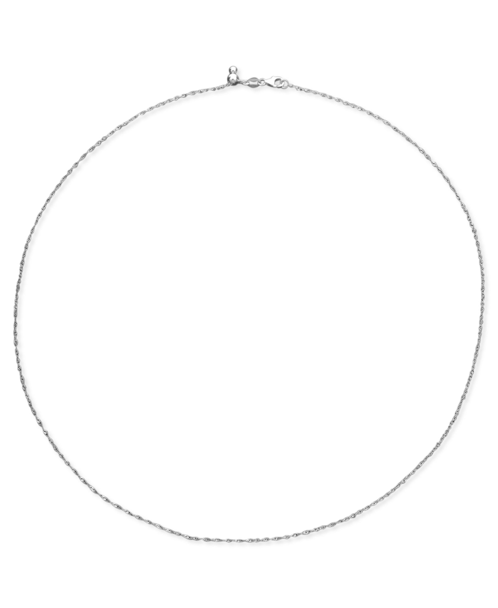 14k White Gold Necklace (1-1/6mm), Adjustable 16-20" Singapore Chain