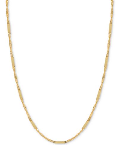Ожерелье Italian Gold 18" Flat Bar Singapore Chain 14k Gold
