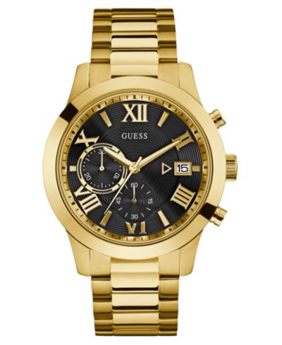 GUESS Men's Chronograph Gold-Tone Stainless Steel Bracelet Watch 45mm