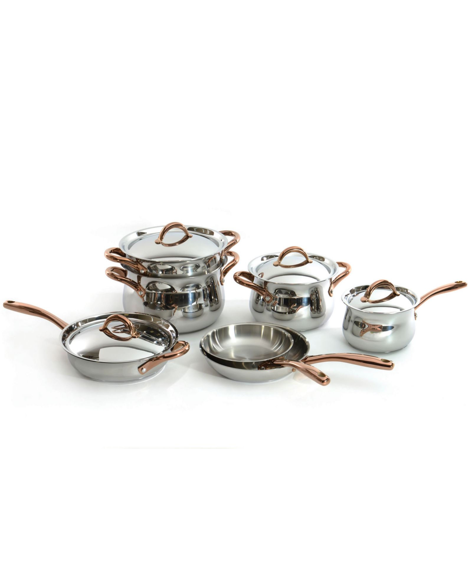 Набор кухонной посуды BergHOFF Ouro Gold 11Pc 18/10 Stainless Steel с розовыми ручками Rose Gold Handles