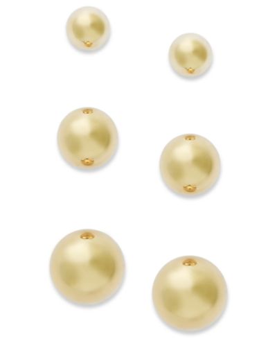 Набор серег-гвоздиков Ball Stud, 10k Gold или White Gold