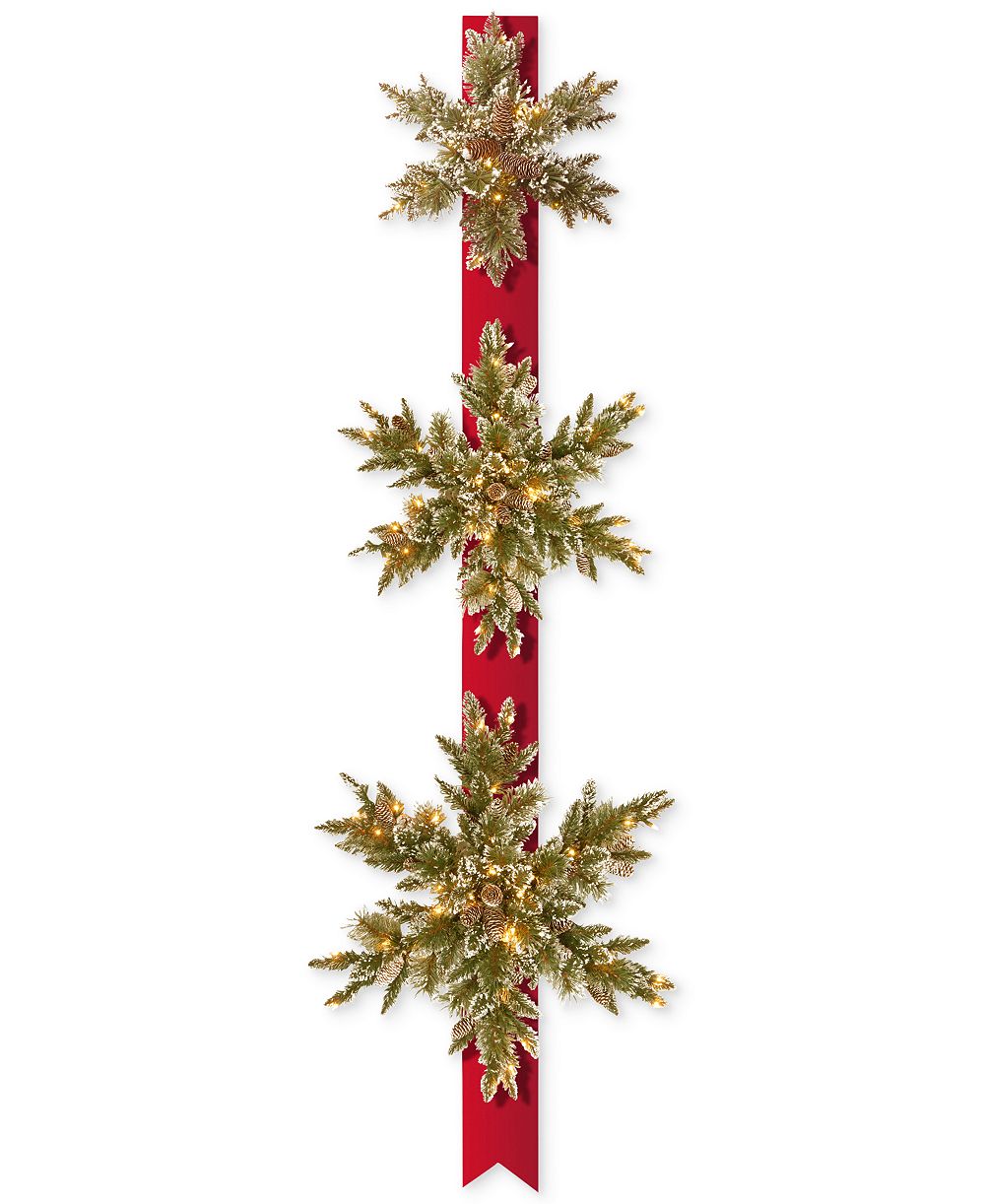 Декор для двери National Tree Company Triple Snowflake с 100 LED Twinkle Lights на батарейках