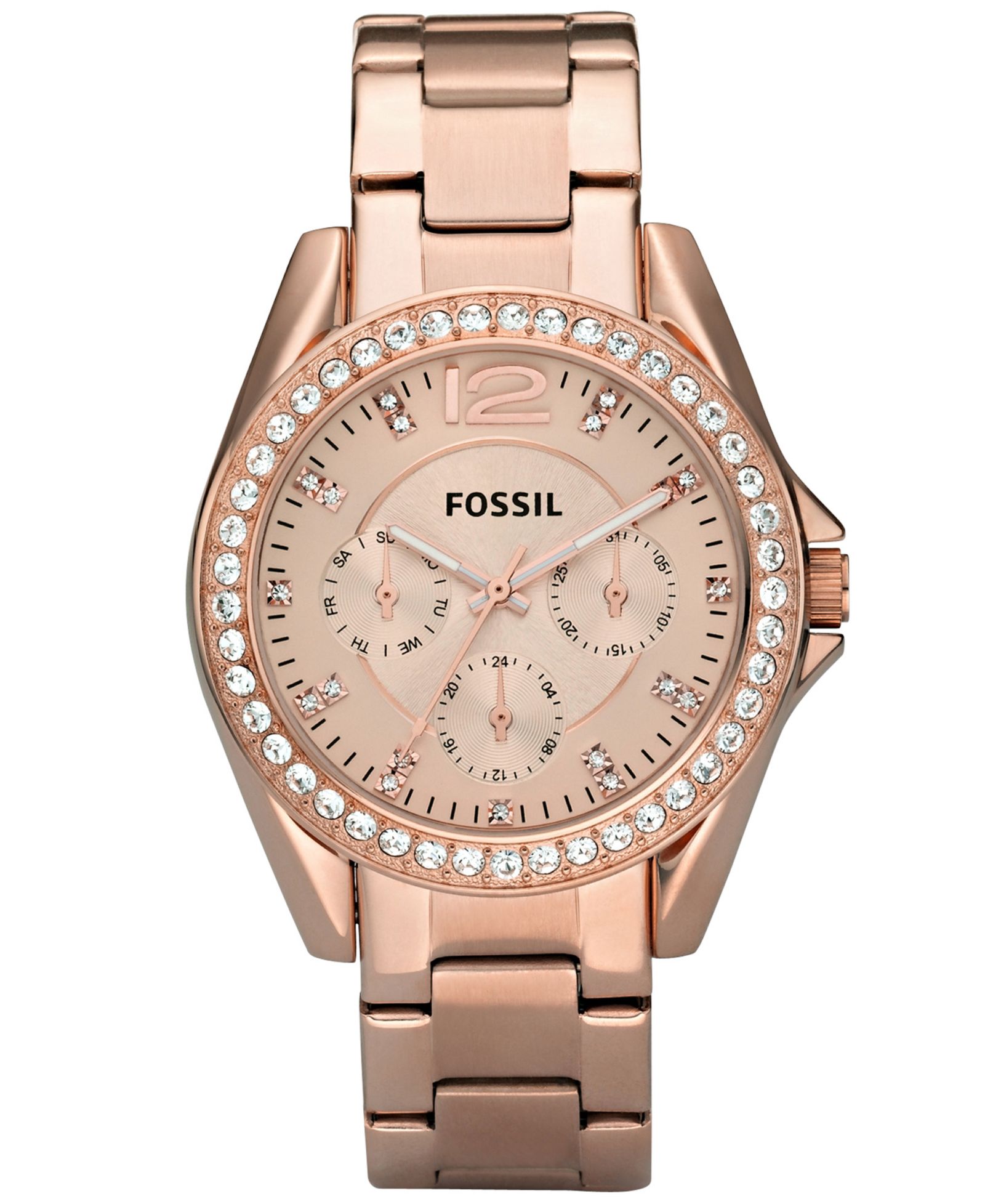 Fossil Women's Riley Rose Gold Plated Stainless Steel Bracelet Watch 38mm