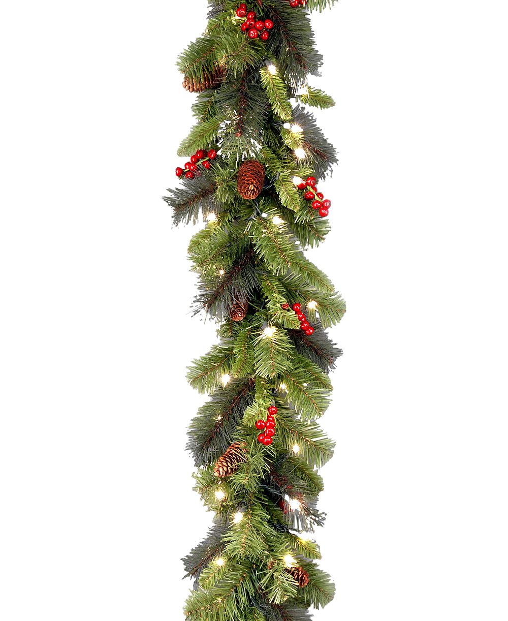 National Tree Company Гирлянда Crestwood Spruce с шишками и ягодами, 9'