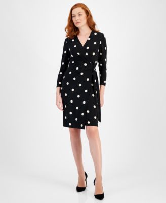 Женское принтованное платье Anne Klein с рукавом 3/4 и запахом