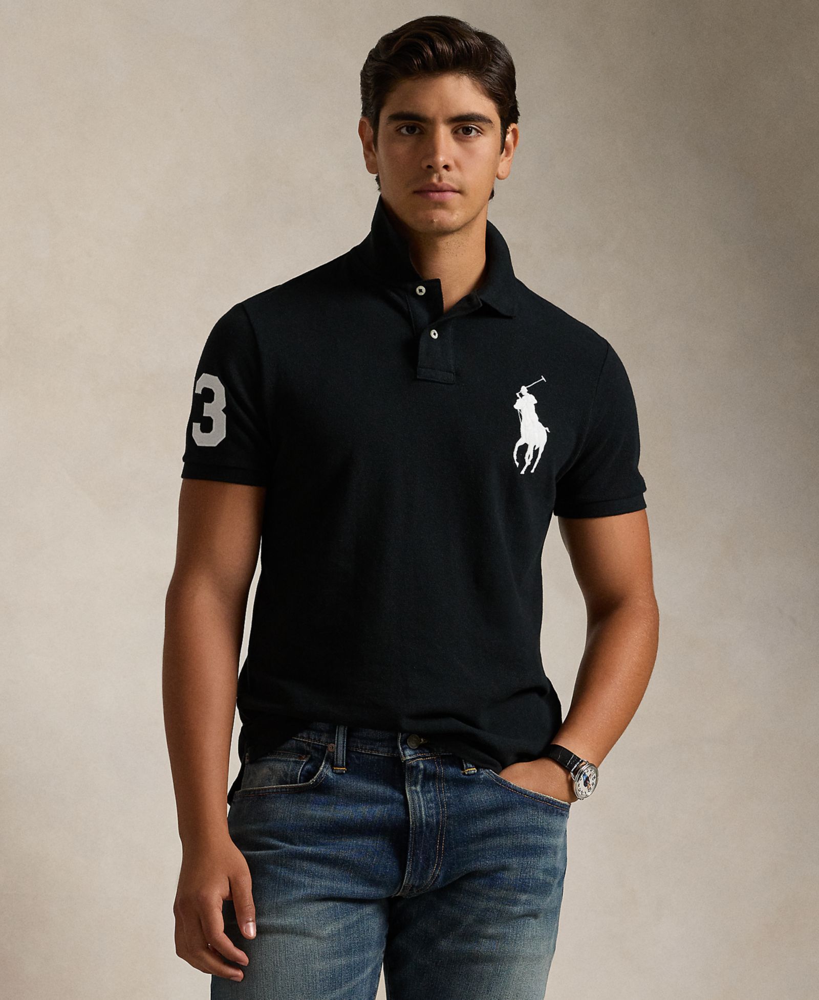 Polo Ralph Lauren Мужская рубашка Polo Ralph Lauren Men's Big Pony Custom Slim-Fit Mesh Polo Shirt