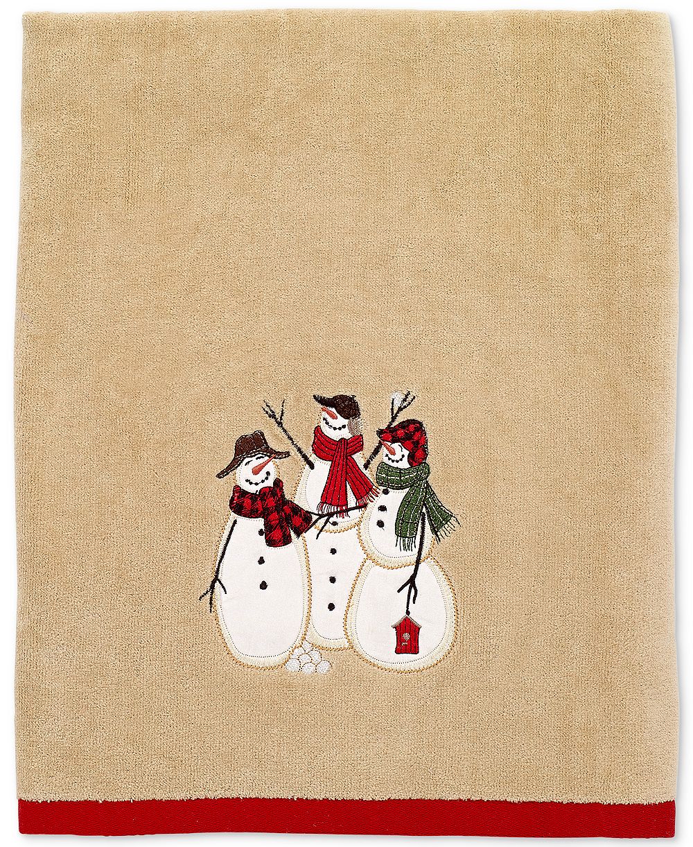 Avanti Snowman Gathering Holiday Cotton Bath Towel, 27" x 50"