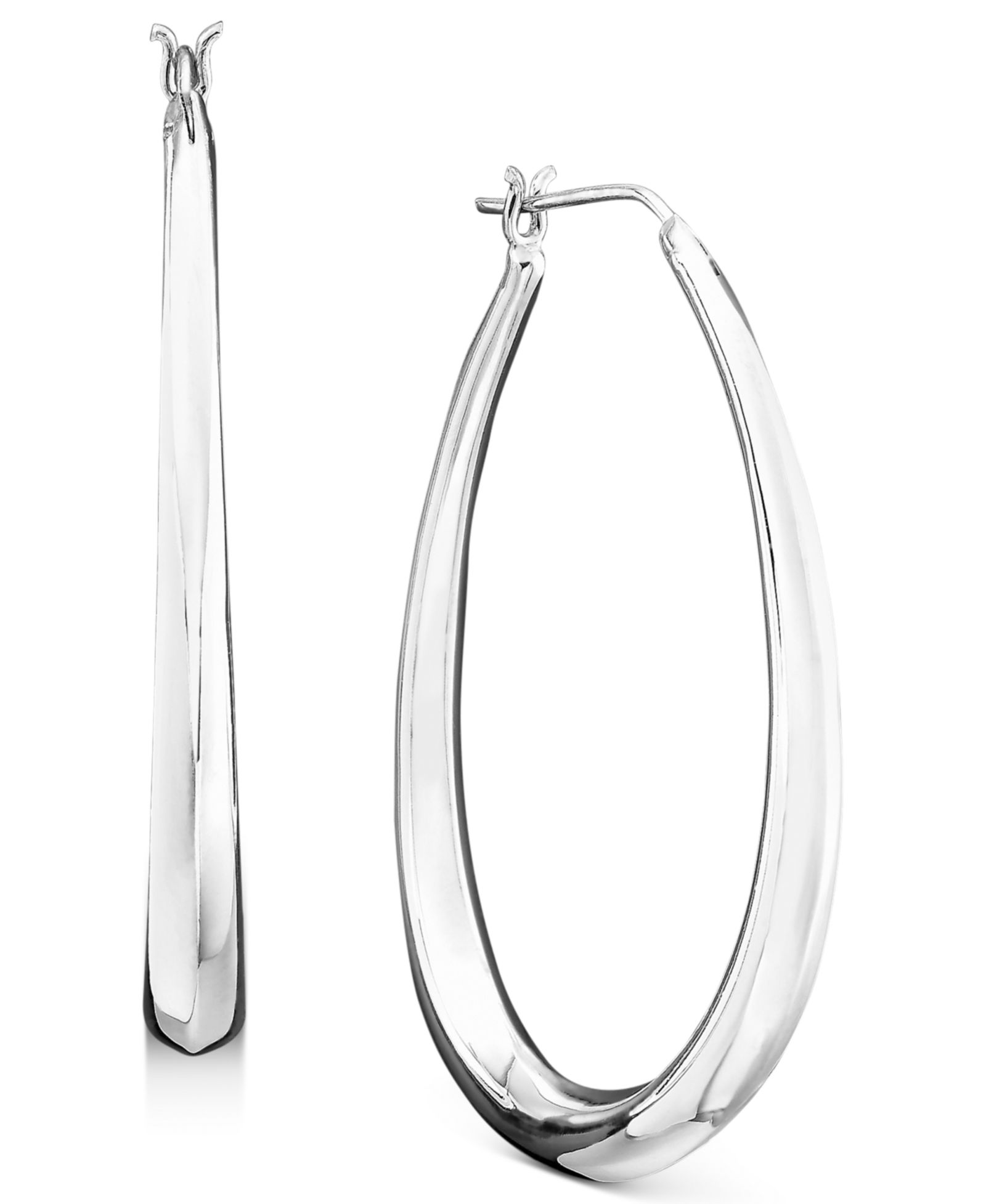 Giani Bernini Large Sterling Silver Graduated Drop Hoops, 1.75"