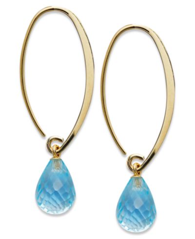 Серьги-кольца с цитрином в 14k Gold (также доступны с аметистом, голубым топазом и перидотом)
