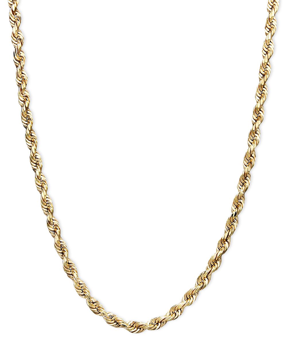Lightweight Rope Chain 18" Necklace (1-3/4mm) in 14k Yellow Gold