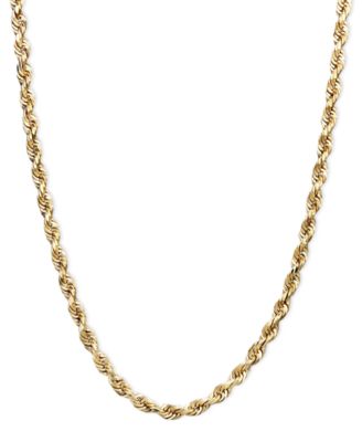 Lightweight Rope Chain 18" Necklace (1-3/4mm) in 14k Yellow Gold