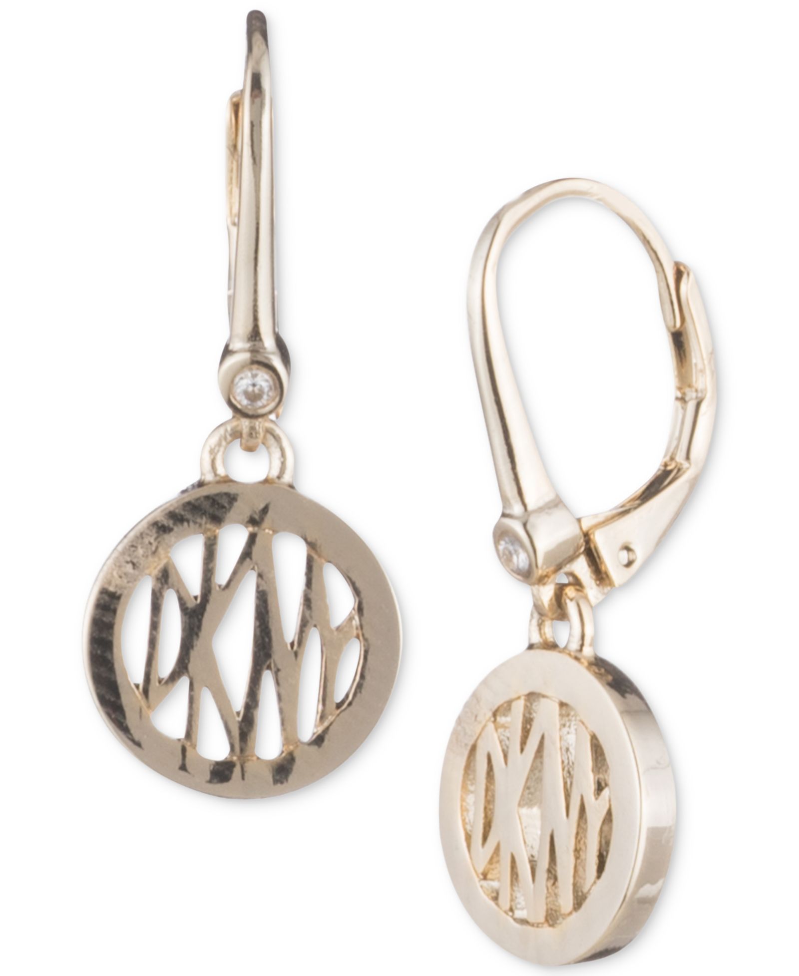 DKNY серьги-подвески с логотипом в круге